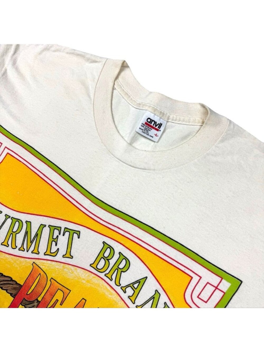 VTG Gourmet Brands Barlett Pears Mens S/S Single Stitch T-Shirt White • Large